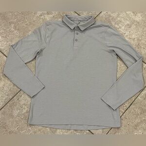 Lululemon Men’s Evolution Long Sleeve Polo Pique Gray Performance Fabric Slim M
